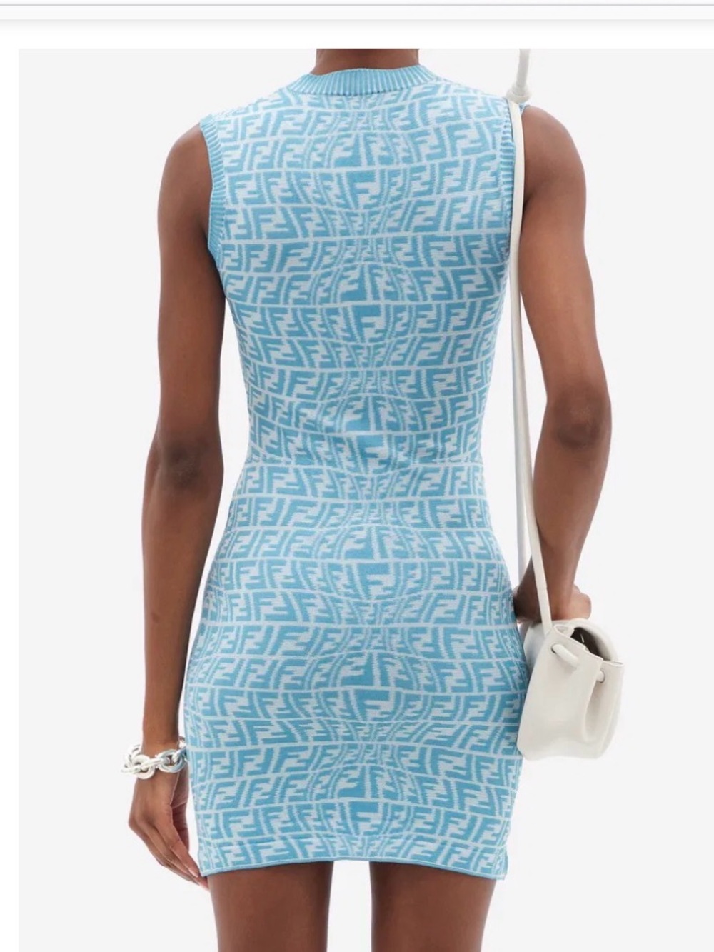 Fendi Vertigo FF Jacquard Knit Mini Blue Dress - Picture 2 of 10